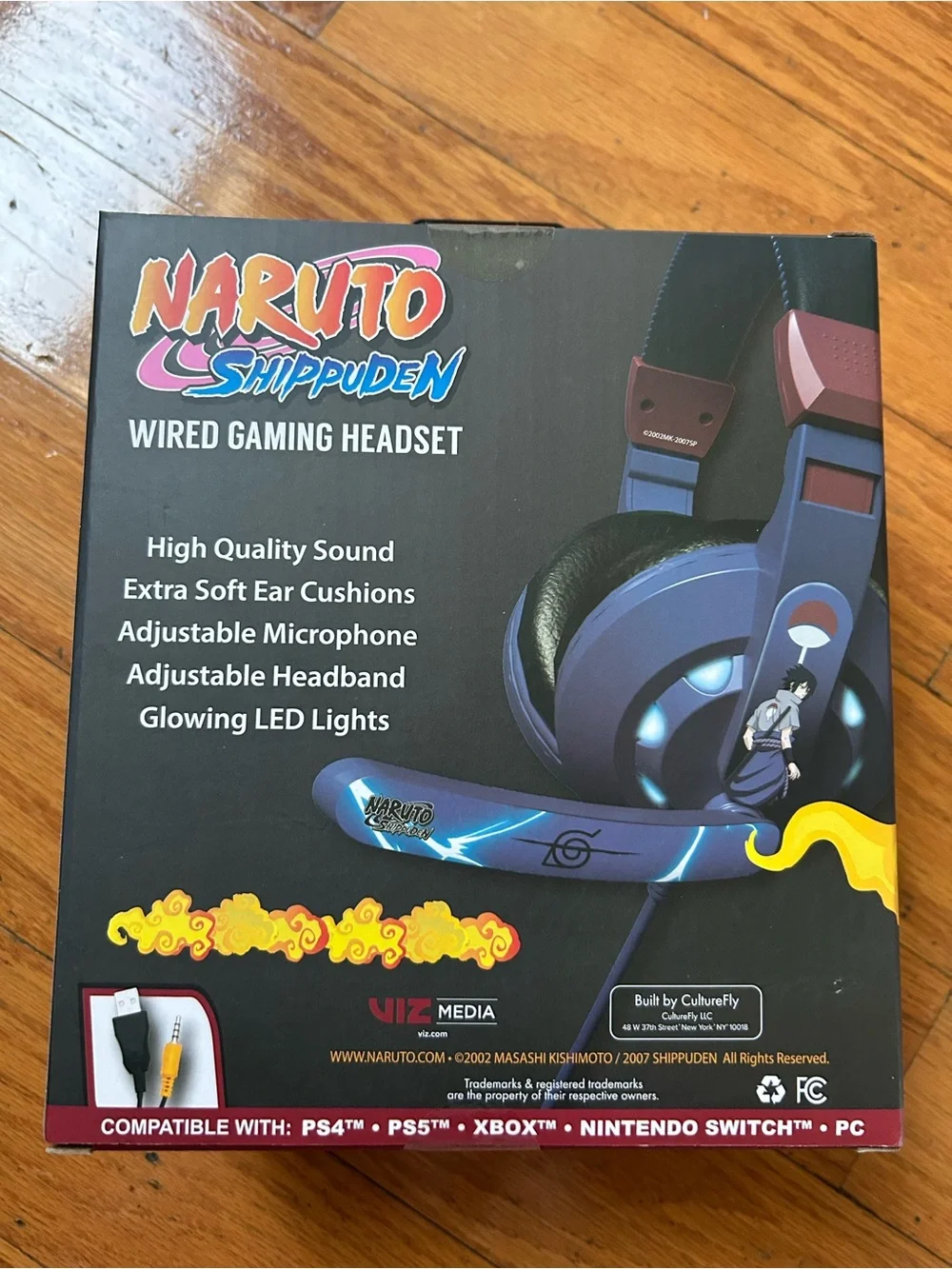 Limited Edition Naruto Shippuden Wired Gaming Headset with glowing LED lights